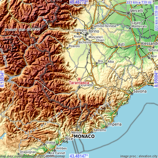 Topographic map of Tarantasca