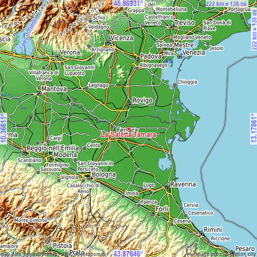 Topographic map of La Saletta-Tamara