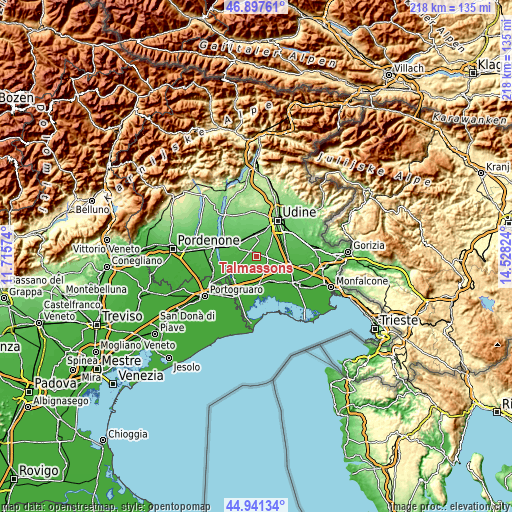 Topographic map of Talmassons