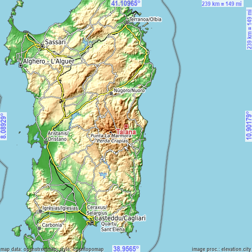 Topographic map of Talana