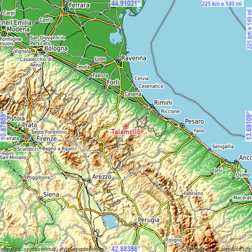 Topographic map of Talamello