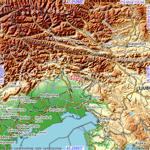 Topographic map of Taipana