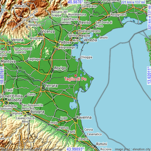 Topographic map of Taglio di Po