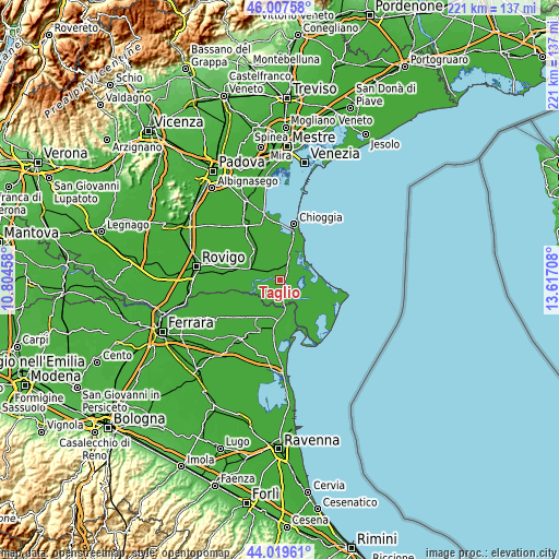 Topographic map of Taglio