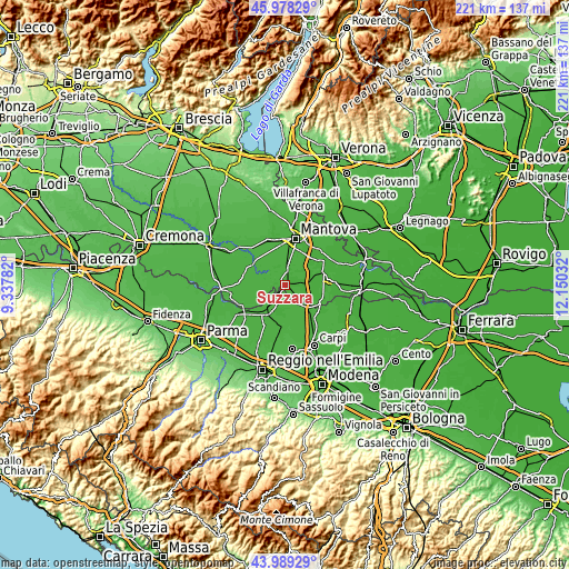 Topographic map of Suzzara