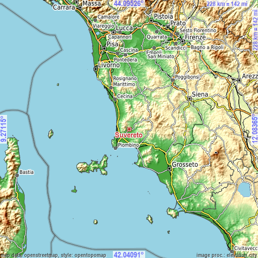 Topographic map of Suvereto