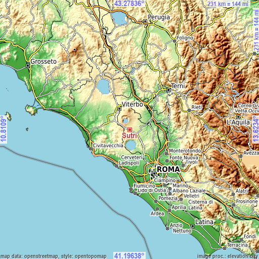 Topographic map of Sutri