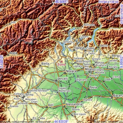 Topographic map of Suno