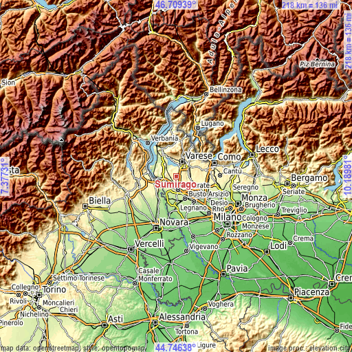 Topographic map of Sumirago