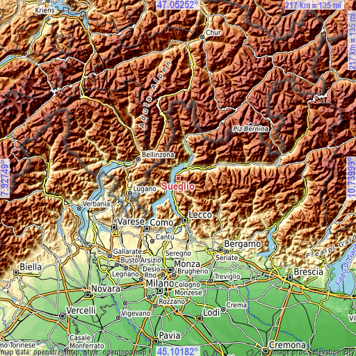 Topographic map of Sueglio