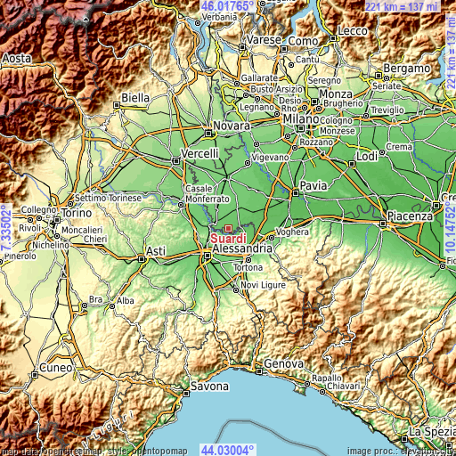 Topographic map of Suardi