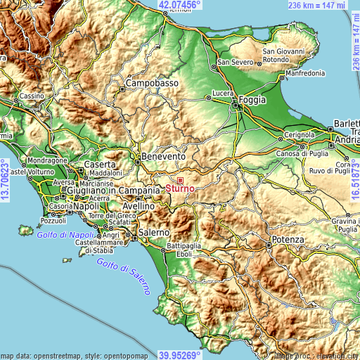 Topographic map of Sturno