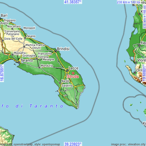 Topographic map of Strudà
