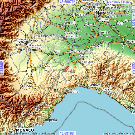 Topographic map of Strevi