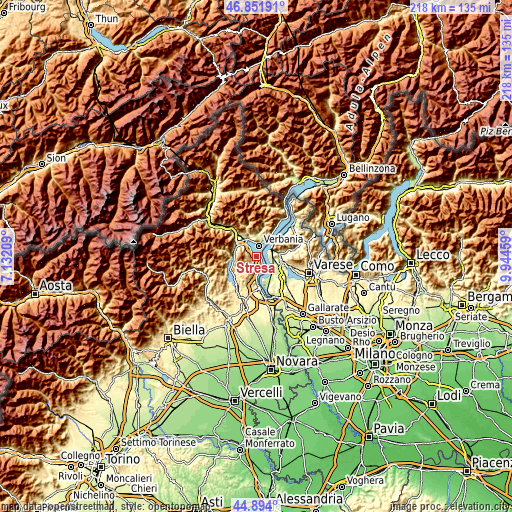 Topographic map of Stresa