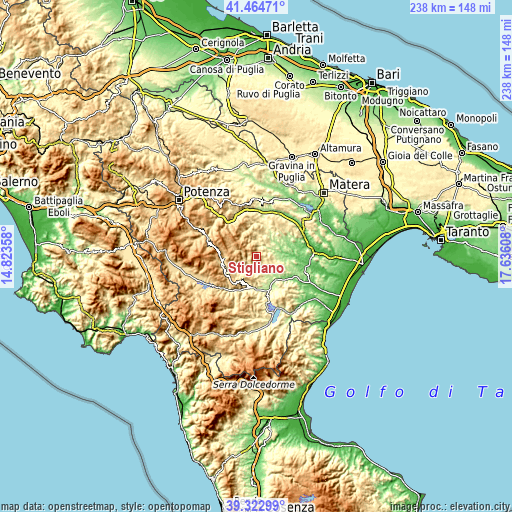 Topographic map of Stigliano