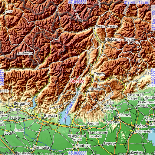 Topographic map of Stenico