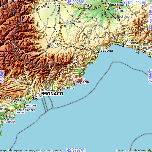 Topographic map of Stellanello