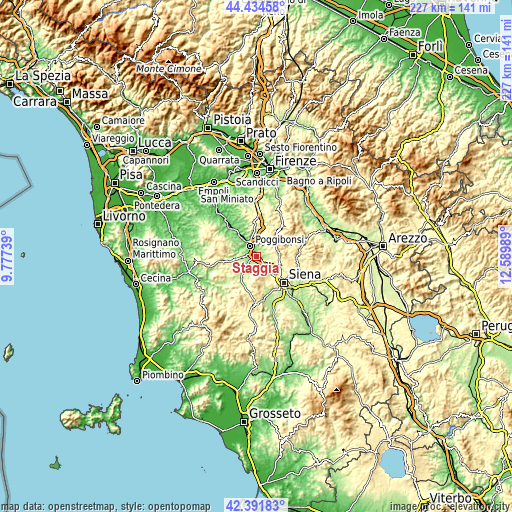 Topographic map of Staggia