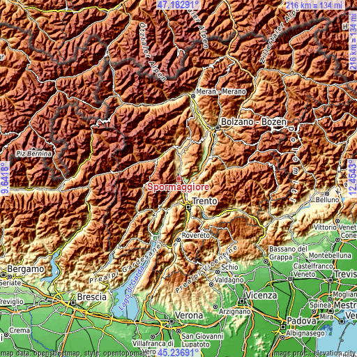 Topographic map of Spormaggiore