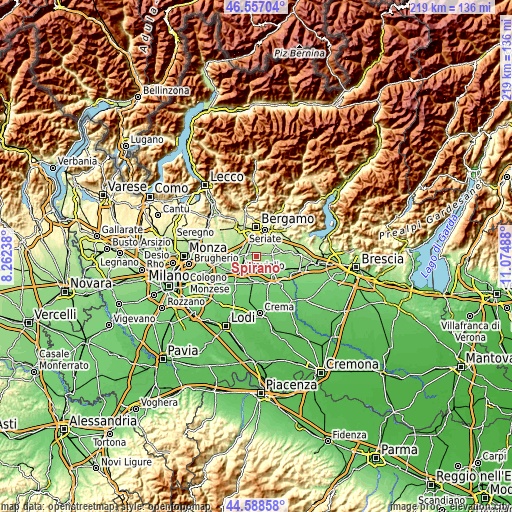 Topographic map of Spirano