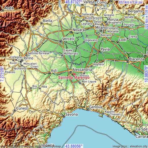 Topographic map of Spinetta Marengo