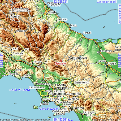 Topographic map of Spinete