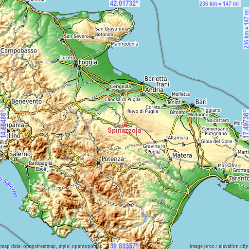 Topographic map of Spinazzola