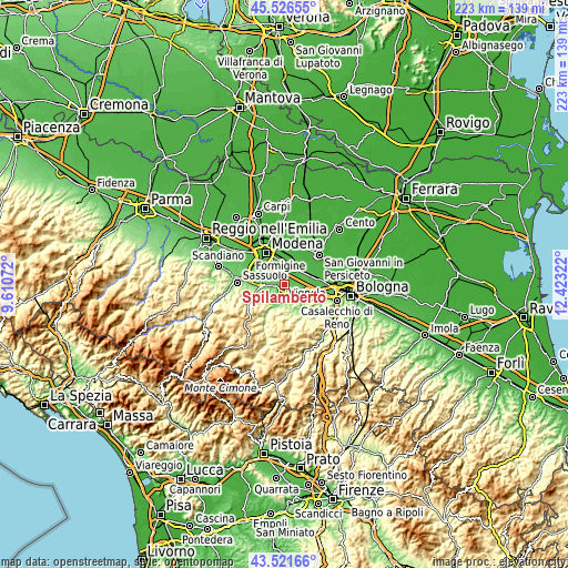 Topographic map of Spilamberto