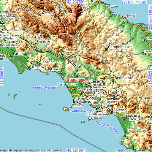 Topographic map of Sparanise