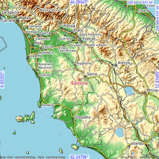 Topographic map of Sovicille