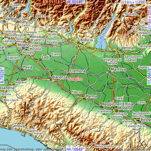 Topographic map of Sospiro
