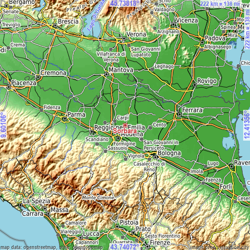 Topographic map of Sorbara