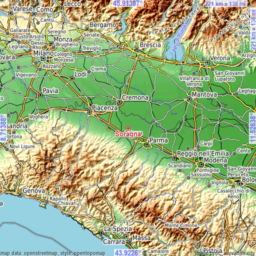 Topographic map of Soragna