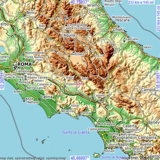 Topographic map of Sora