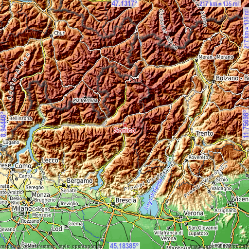 Topographic map of Sonico