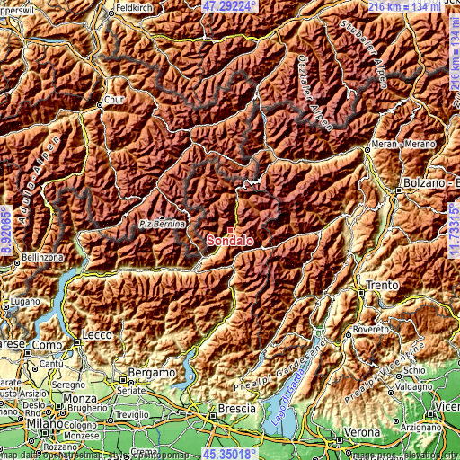 Topographic map of Sondalo