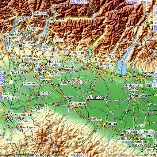 Topographic map of Soncino