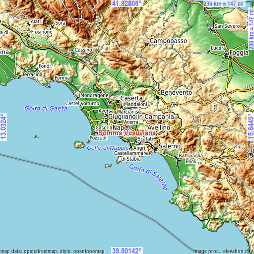 Topographic map of Somma Vesuviana