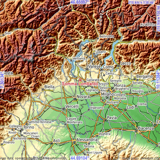 Topographic map of Somma Lombardo