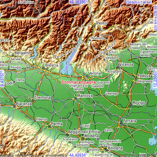 Topographic map of Sommacampagna