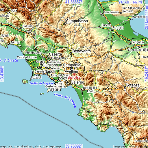 Topographic map of Solofra