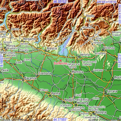 Topographic map of Solferino