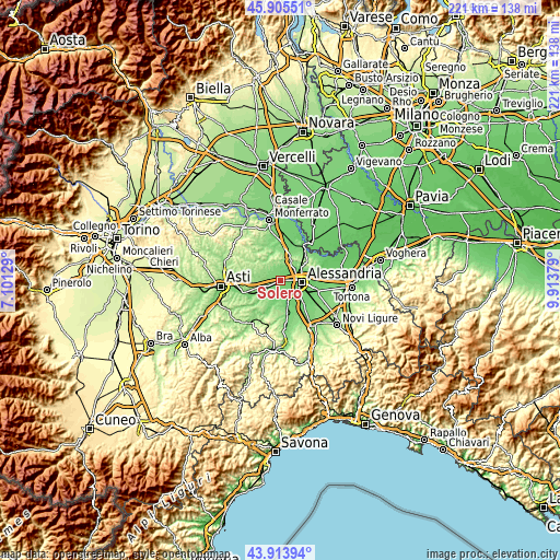 Topographic map of Solero