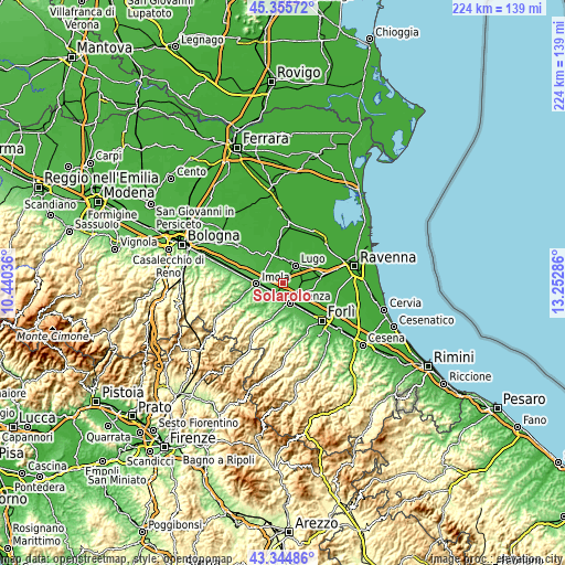 Topographic map of Solarolo