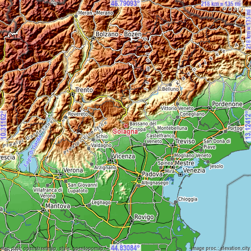 Topographic map of Solagna