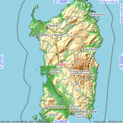 Topographic map of Soddì