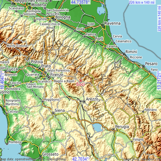 Topographic map of Soci