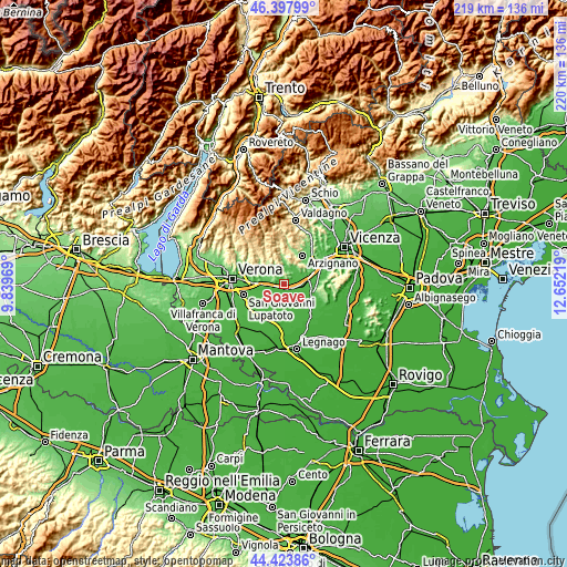 Topographic map of Soave