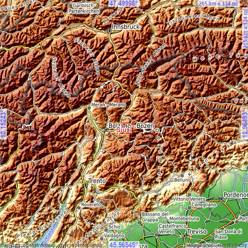 Topographic map of Siusi